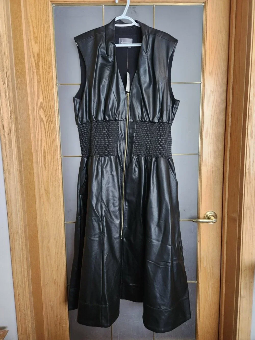 Anthropologie Tommie Dress 2XL Faux Leather Black Plus Size - Picture 5 of 12